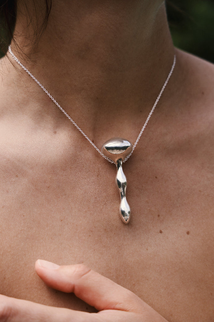 Margot mushroom-inspired sterling silver locket by ANNE MANNS